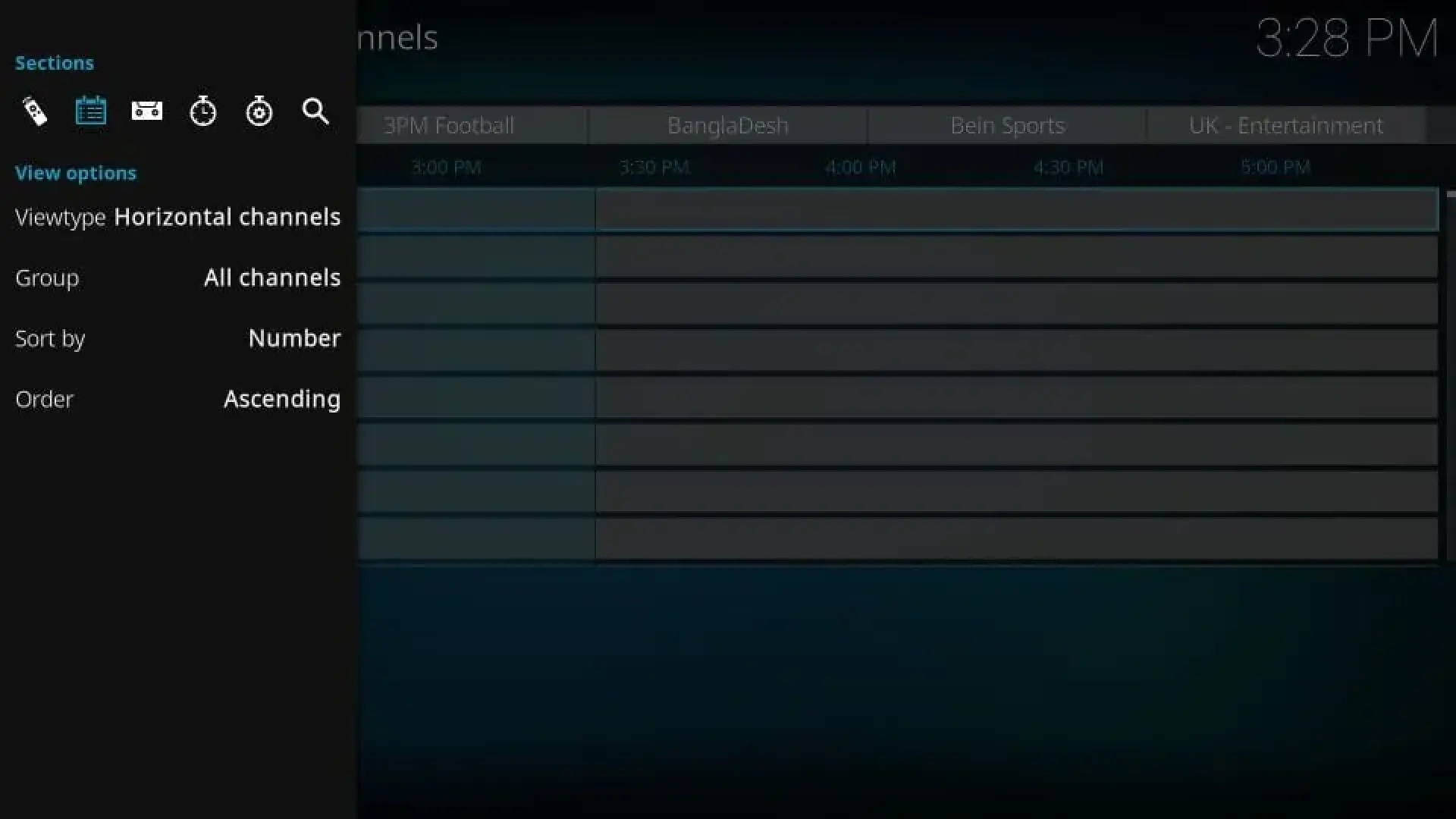 EPG Menu Options