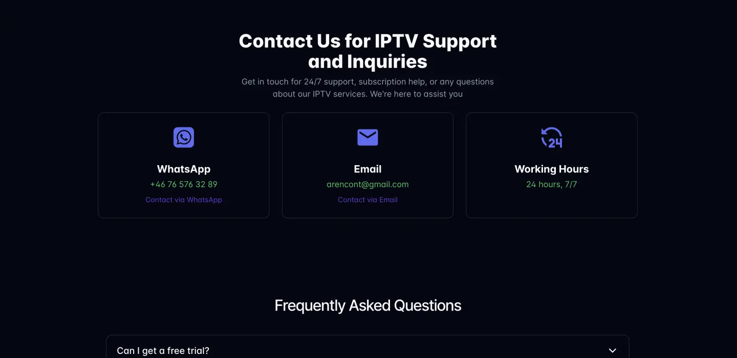 Contact page on IPTVShow