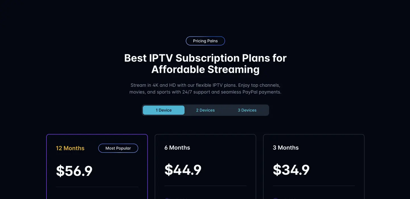 Pricing details for iptvstream4subscriptions